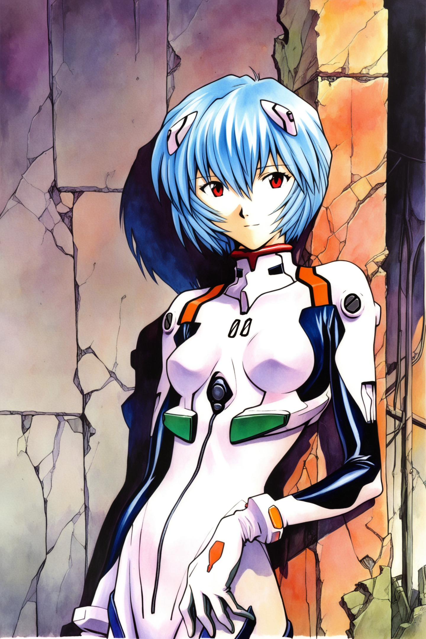 37254-3844172770-1girl,ayanami rei,plugsuit,solo,white bodysuit,red eyes,short hair,bodysuit,blue hair,against wall,interface headset,breasts,pil.png